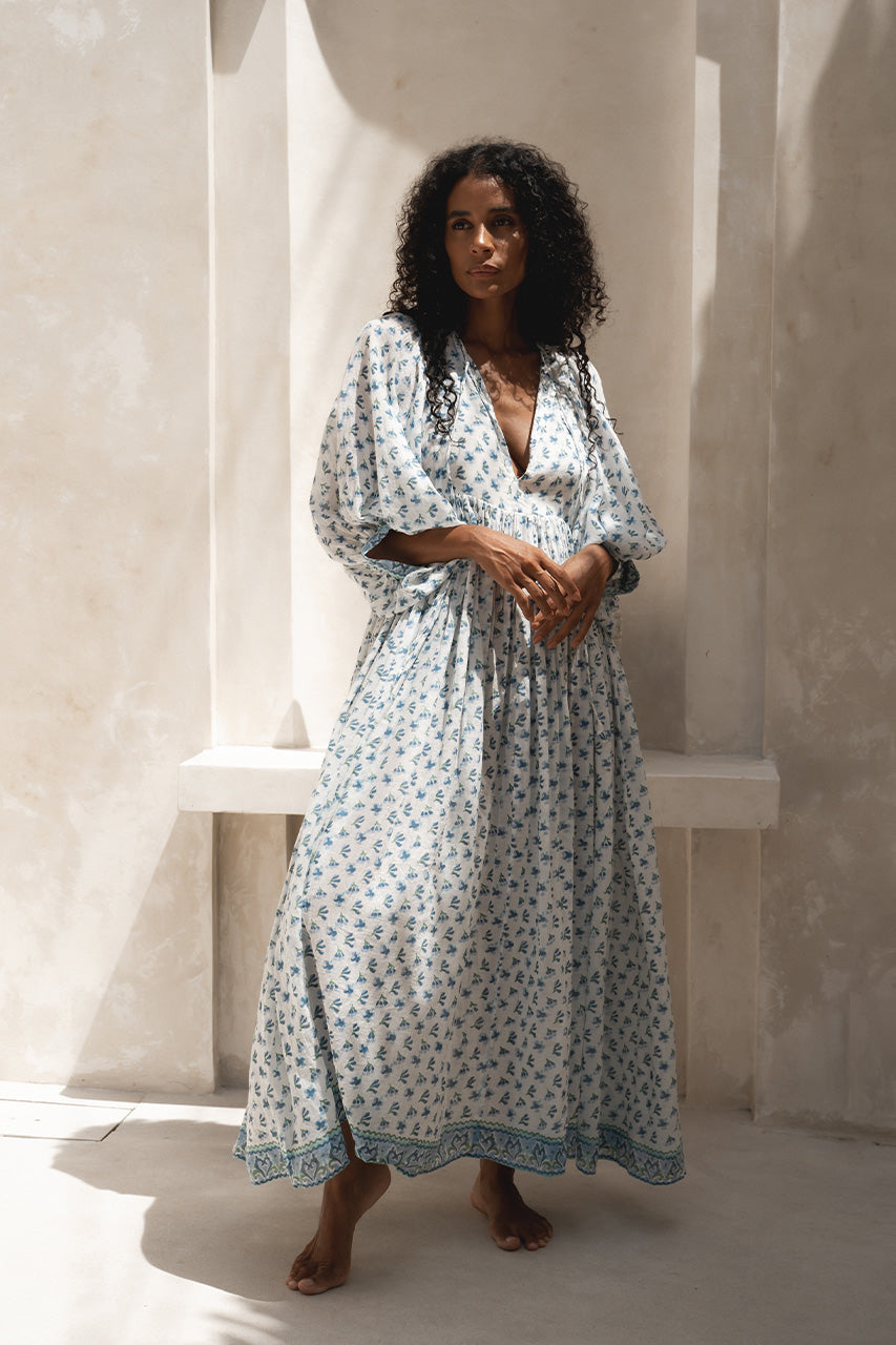 Kyra Maxi Dress ~ Azure – Daughters of India