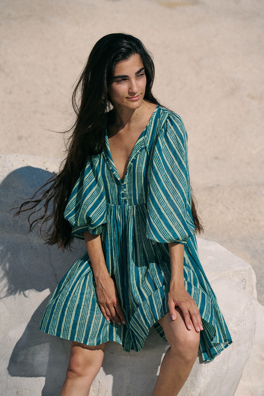 Kyra Mini Dress ~ Spearmint | Hand Screen Printed Cotton Dress DOI Kyra Mini Dress ~ Spearmint | Hand Screen Printed Cotton Dress DOI