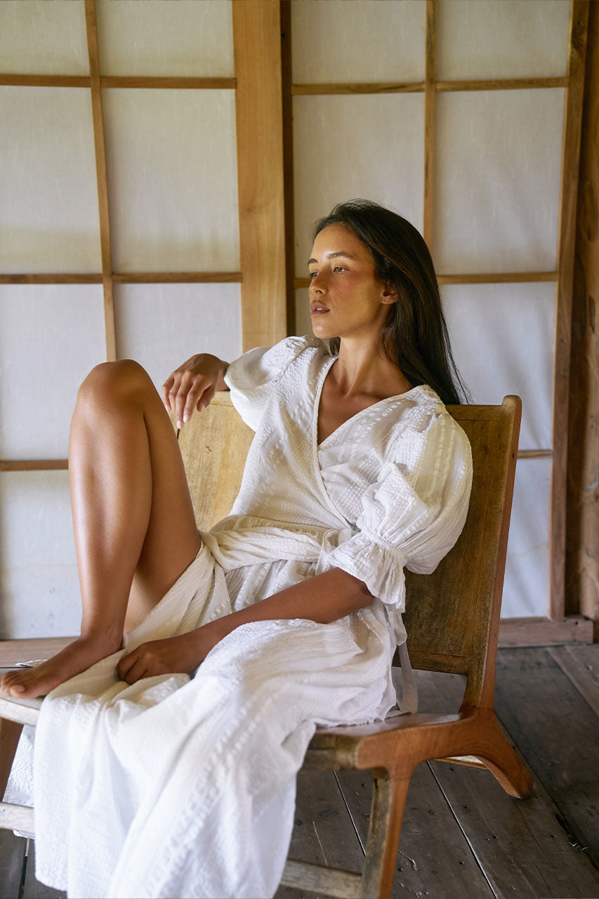 Uma Maxi Dress ~ White | Sustainable Slow Fashion Elegance  DOI