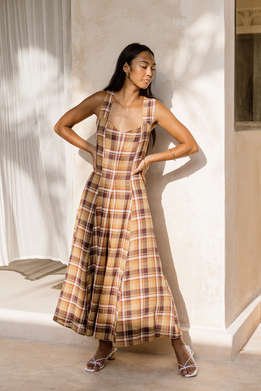 Zara plaid midi sales dress