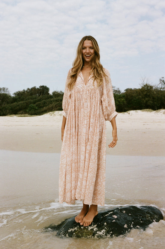 beach maxi dress india Kyra Maxi Dress ~ Apricot Blush