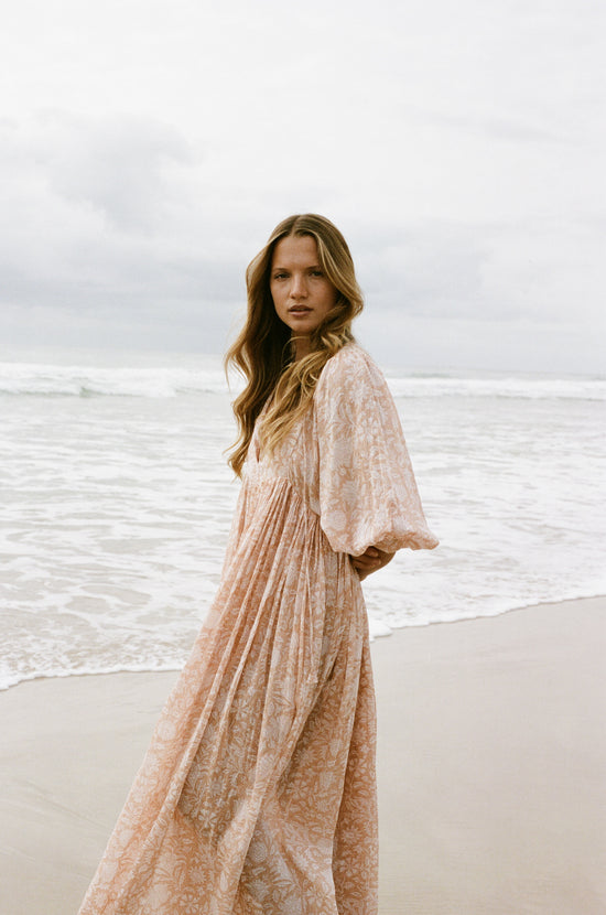 Kyra Maxi Dress ~ Apricot Blush | Ethical Elegance, Handcrafted in India DOI Kyra Maxi Dress ~ Apricot Blush | Ethical Elegance, Handcrafted in India DOI