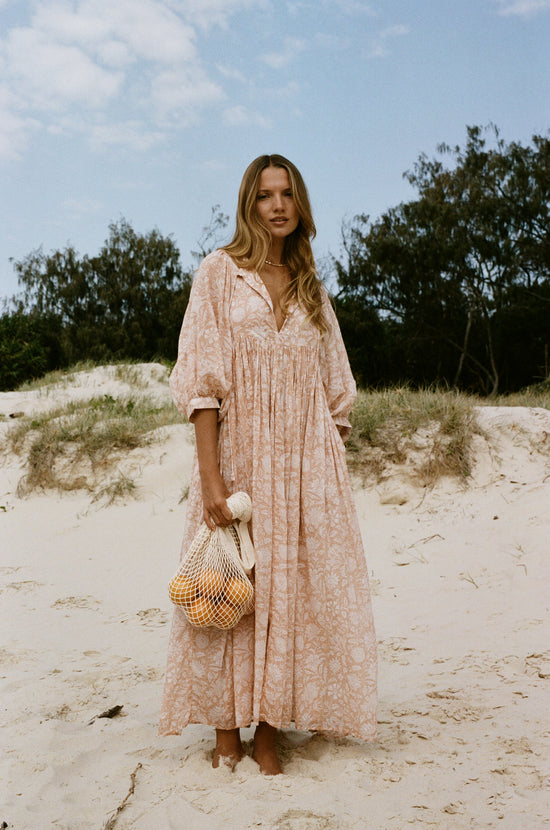 Kyra Maxi Dress ~ Apricot Blush | Ethical Elegance, Handcrafted in India DOI Kyra Maxi Dress ~ Apricot Blush | Ethical Elegance, Handcrafted in India DOI