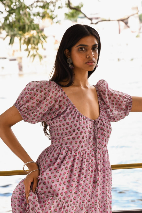 indian cotton dresses south africa Block Printed Cotton Gauze Midi Dress: Indian Summer Dress