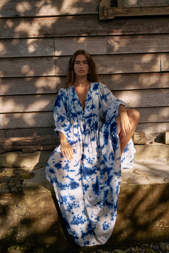 priyanka hand dyed diamond shibori cotton maxi dress Hand Dyed Shibori Maxi Dress M-L