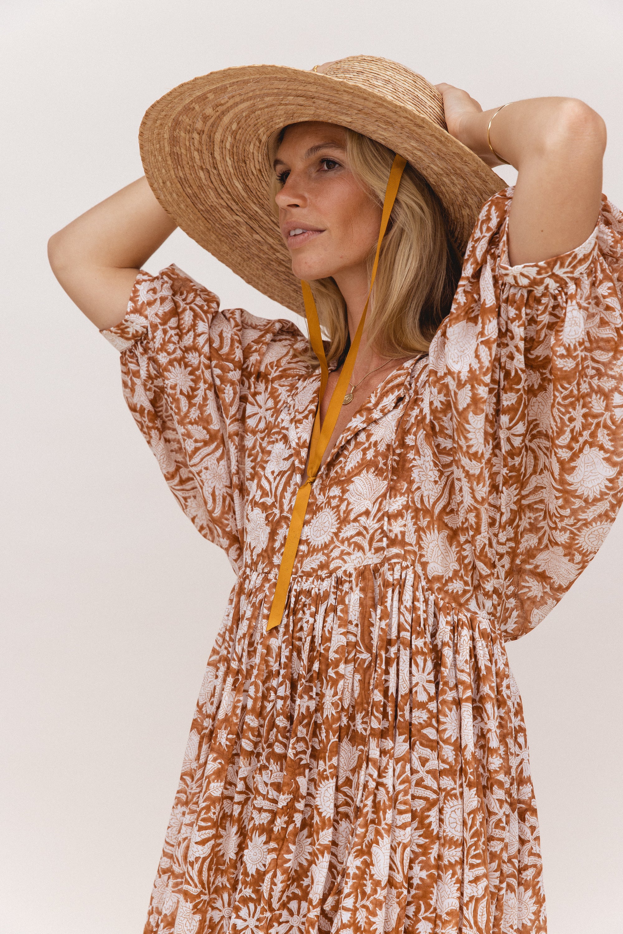 Kyra Midi Dress ~ Caramel – Daughters of India