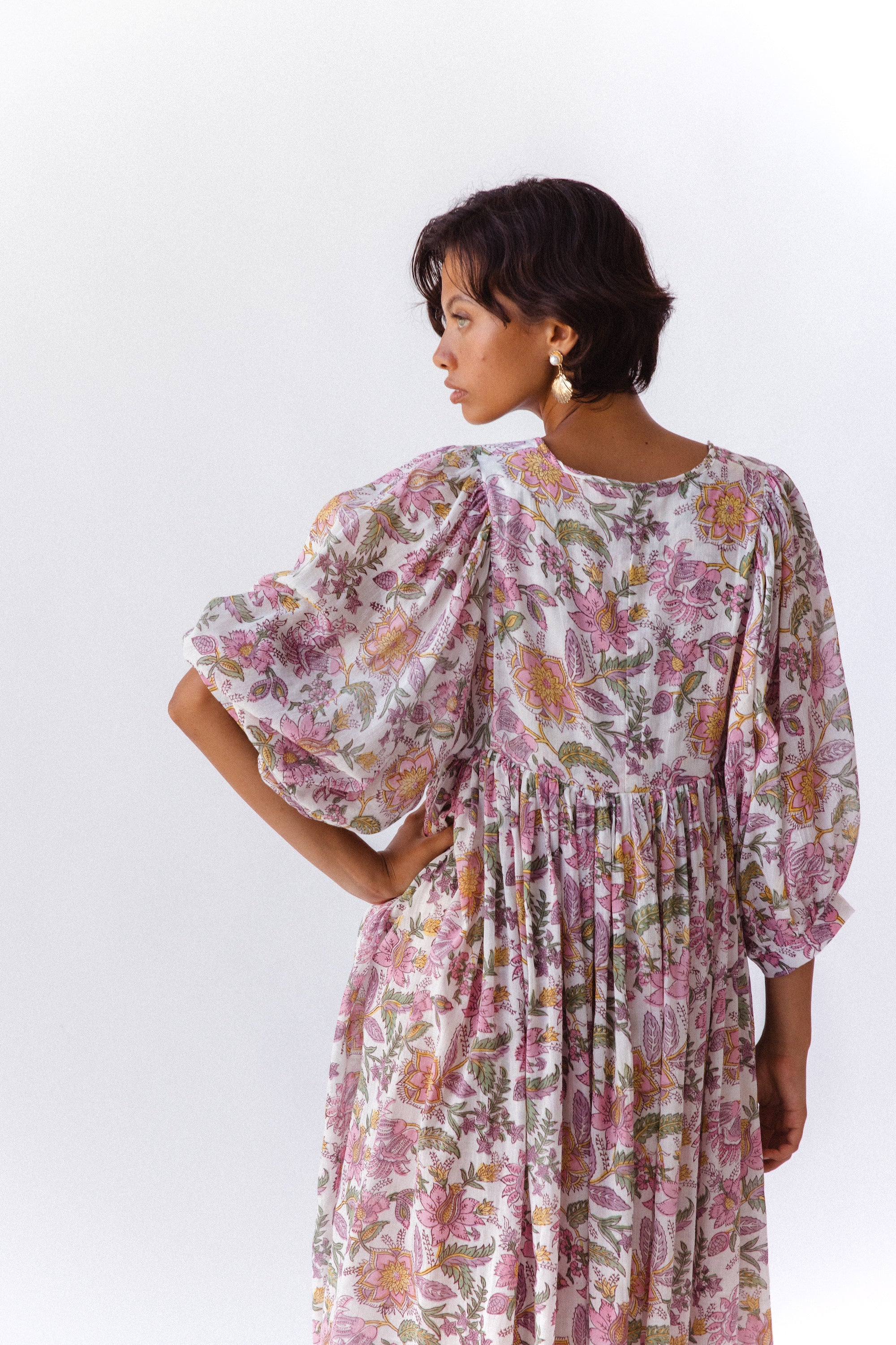 Kyra Midi Dress ~ Fuchsia Bloom – Daughters of India