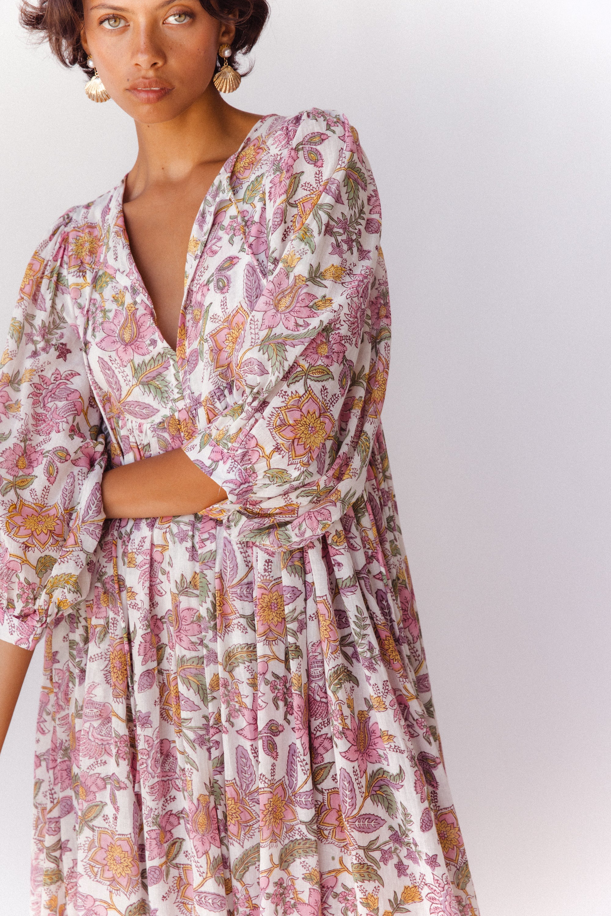 Kyra Midi Dress ~ Fuchsia Bloom – Daughters of India