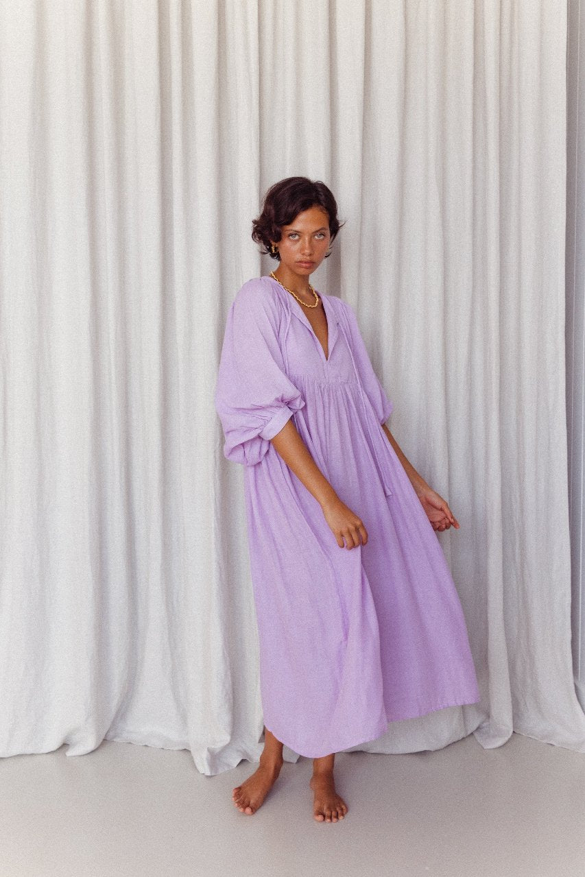 Kyra Midi Dress ~ Lilac Gauze