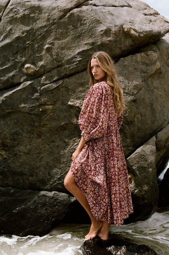 Kyra Midi Dress ~ Sumac | Hand Block Printed Cotton Dress – DOI
