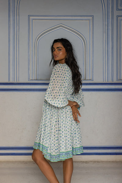Kyra Mini Dress ~ Azure | Artisan Made, Thoughtfully Worn – DOI