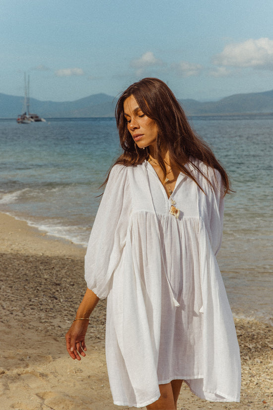 Kyra Mini Dress ~ White Gauze – Daughters of India Kyra Mini Dress ~ White Gauze – Daughters of India