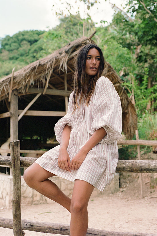 Poet Mini Dress ~ Vanilla | Artisan Handloom Cotton Mini Dress DOI Poet Mini Dress ~ Vanilla | Artisan Handloom Cotton Mini Dress DOI