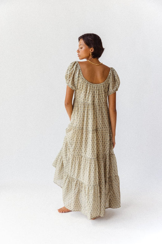 Sita Maxi Dress ~ Green Lily | Artisan Handcrafted Floral Maxi Dress DOI Sita Maxi Dress ~ Green Lily | Artisan Handcrafted Floral Maxi Dress DOI