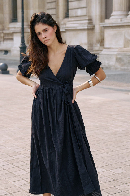 Uma Maxi Dress ~ Black | Sustainable Slow Fashion Wrap Dress DOI Uma Maxi Dress ~ Black | Sustainable Slow Fashion Wrap Dress DOI