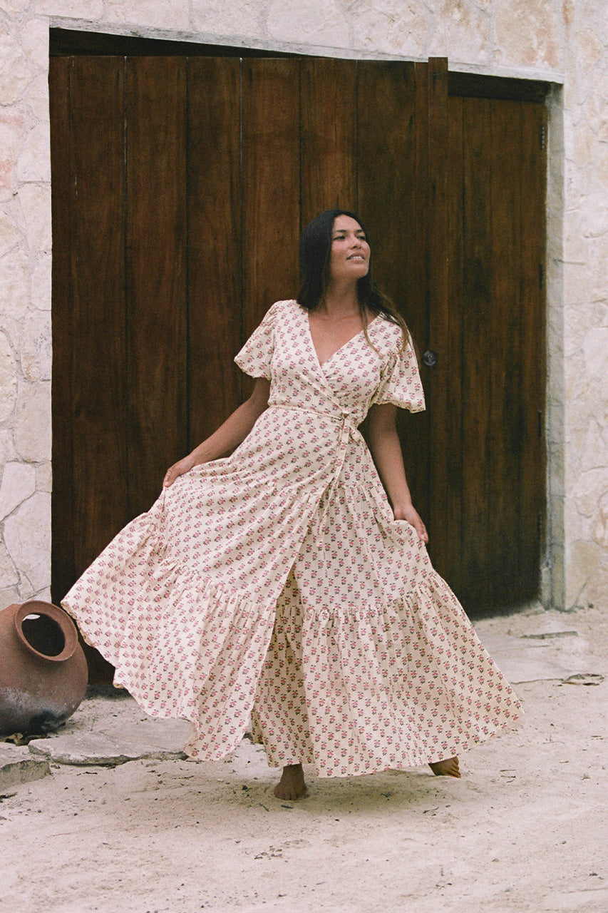 ワンピース daughters of india Zuri Wrap Dress ~ Peony – Daughters of India