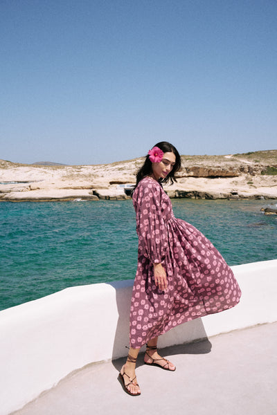 ワンピース Anemone CacheCoeur LongDress mocha pink Anika Maxi Dress ~ Pink Cosmos | Hand-Screen Printed in India – DOI