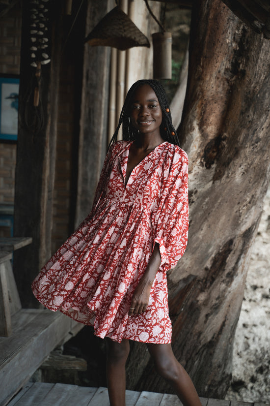 トップス DAUGHTERS OF INDIA Kyra Mini Dress S Kyra Mini Dress ~ Saffron | Handcrafted Heritage, Conscious Design