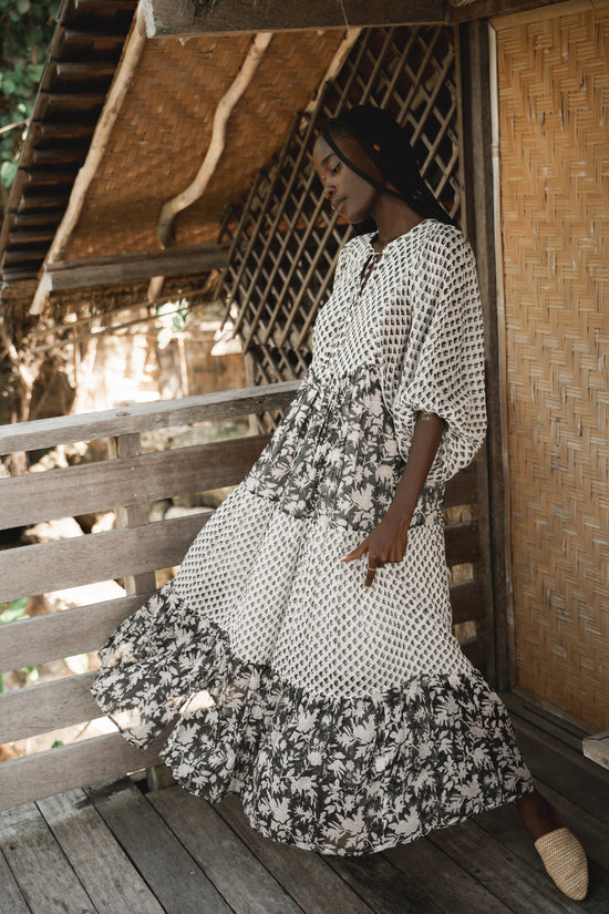 Nora Maxi Dress ~ Noir | An Ode To Art Of Handmade Block Print DOI Nora Maxi Dress ~ Noir | An Ode To Art Of Handmade Block Print DOI