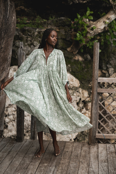 Kyra Midi Dress ~ Jade | Artisan Made, Sustainably Crafted DOI Kyra Midi Dress ~ Jade | Artisan Made, Sustainably Crafted DOI