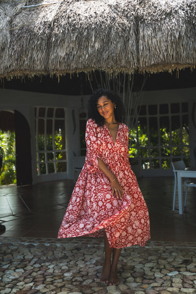 Kyra Midi Dress ~ Saffron – Daughters of India