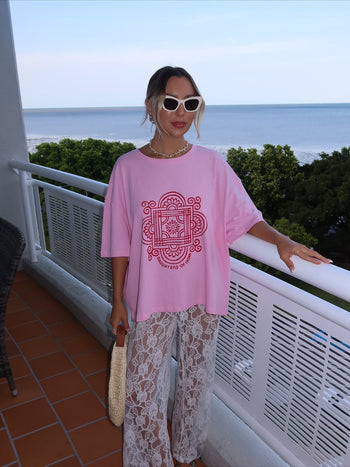 Shanti Roupas Shanti Tee ~ White | Artisan Block Print Cotton Linen Tee – DOI