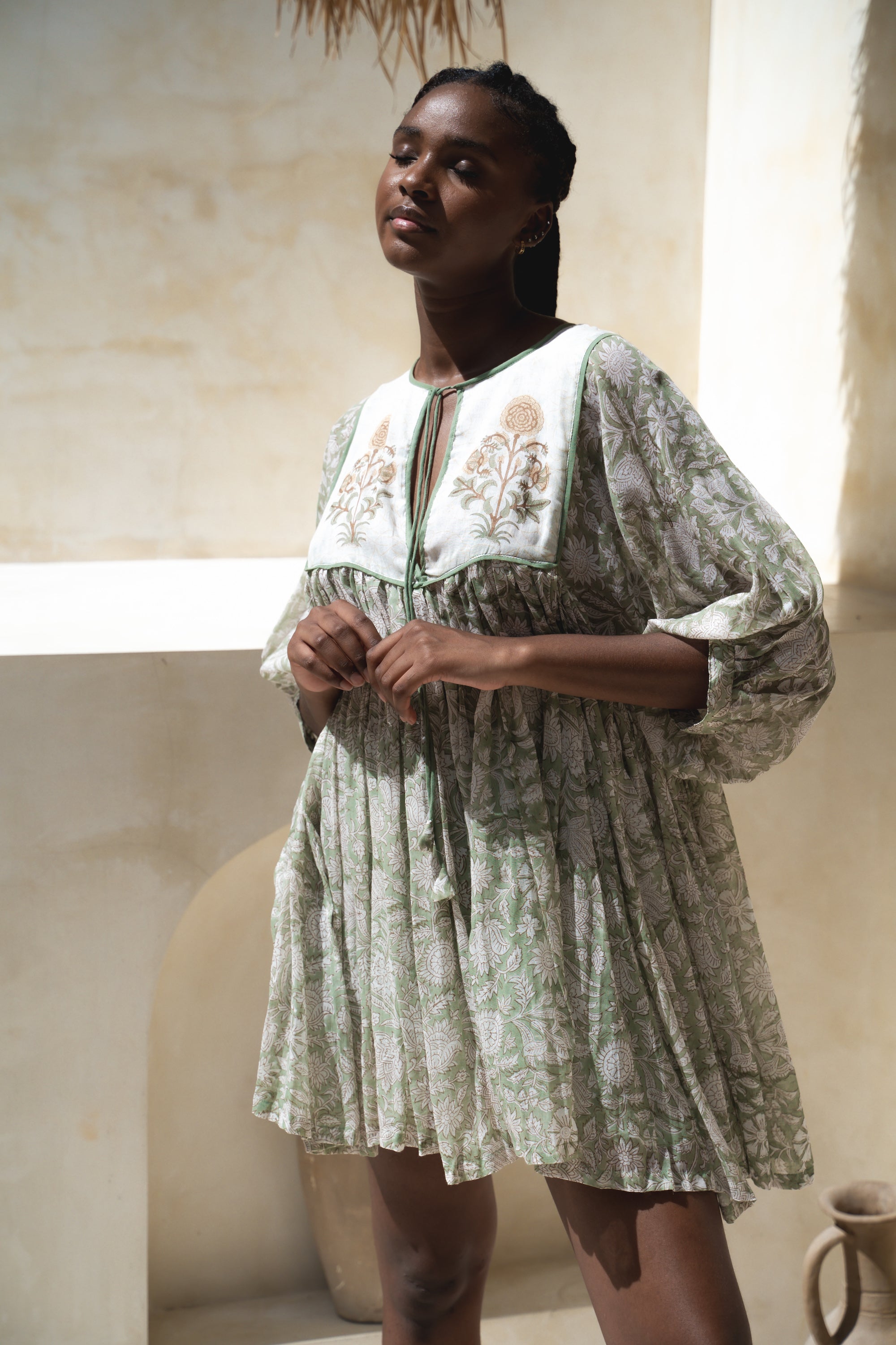 Diya Mini Dress Pistachio Daughters of India
