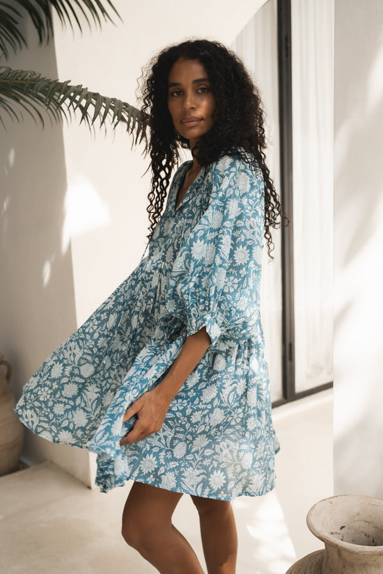 white christmas dresses Kyra Mini Dress ~ Ocean Blue